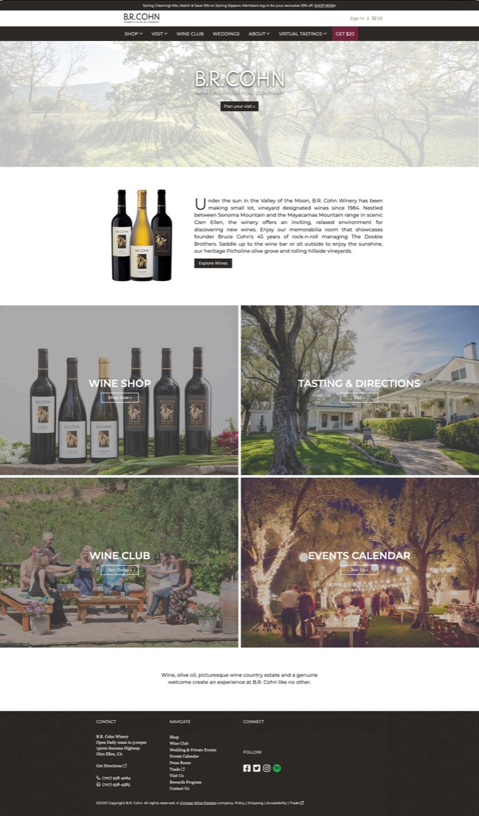 B.R. Cohn Winery website before redesign